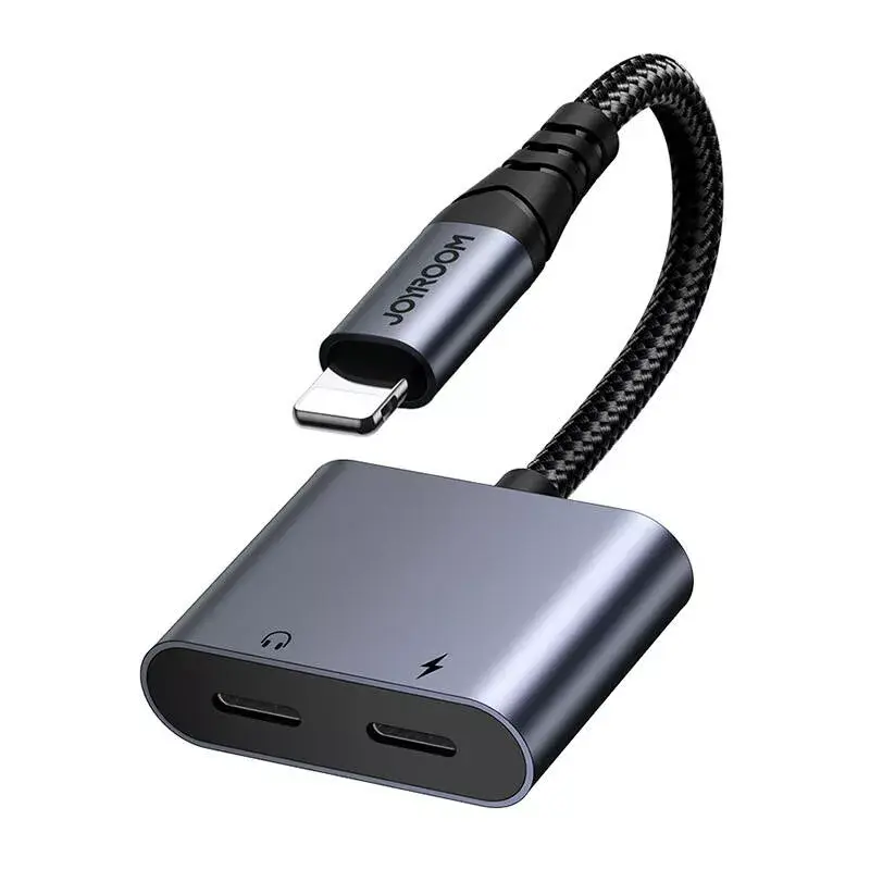 adapter audio 2w1 Joyroom SY-L01 Lightning na 3,5 mm + Lightning, czarny