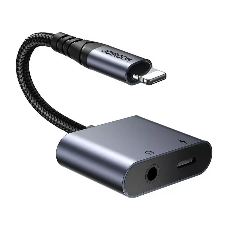 adapter audio 2w1 Joyroom SY-L01 Lightning na 3,5 mm + Lightning, czarny