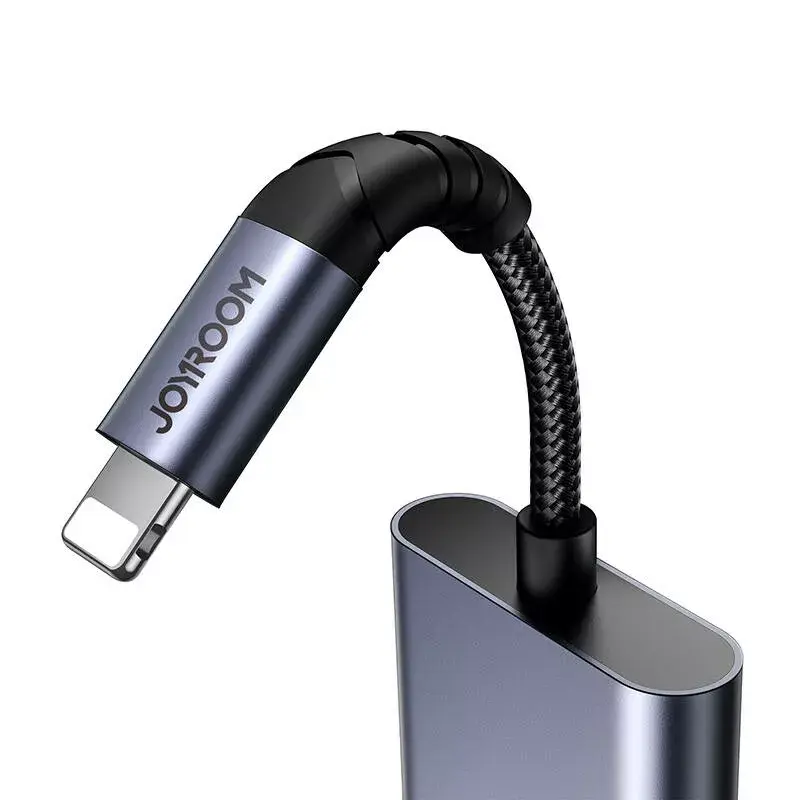 adapter audio 2w1 Joyroom SY-L01 Lightning na 3,5 mm + Lightning, czarny