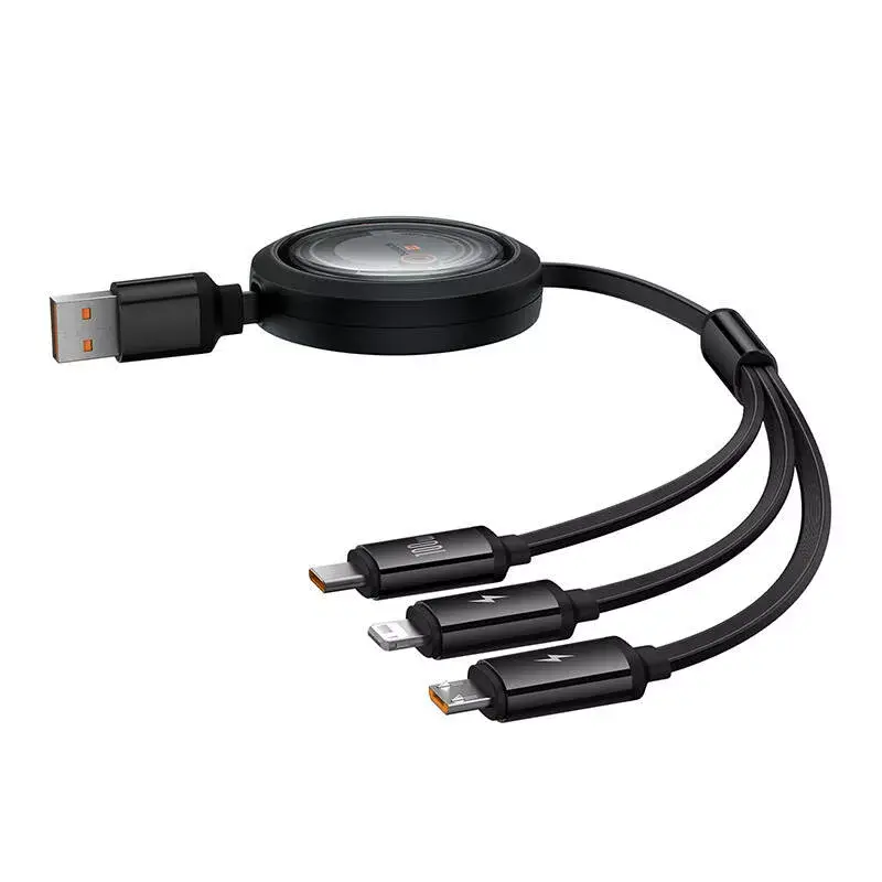 Kabel USB 3-w-1 Baseus Free2Draw (USB-A na Micro USB + Lightning + USB-C), 100 W, 1,1 m, czarny