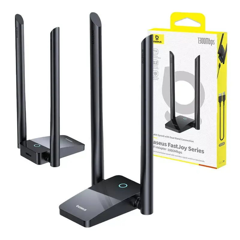 Adapter WiFi Baseus FastJoy 1800Mbps czarny — dwuzakresowa sieciowa karta USB