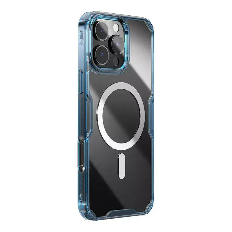 Etui TPU Nillkin Nature dla iPhone 16 Plus — magnetyczne, niebieskie, smukła osłona ochronna