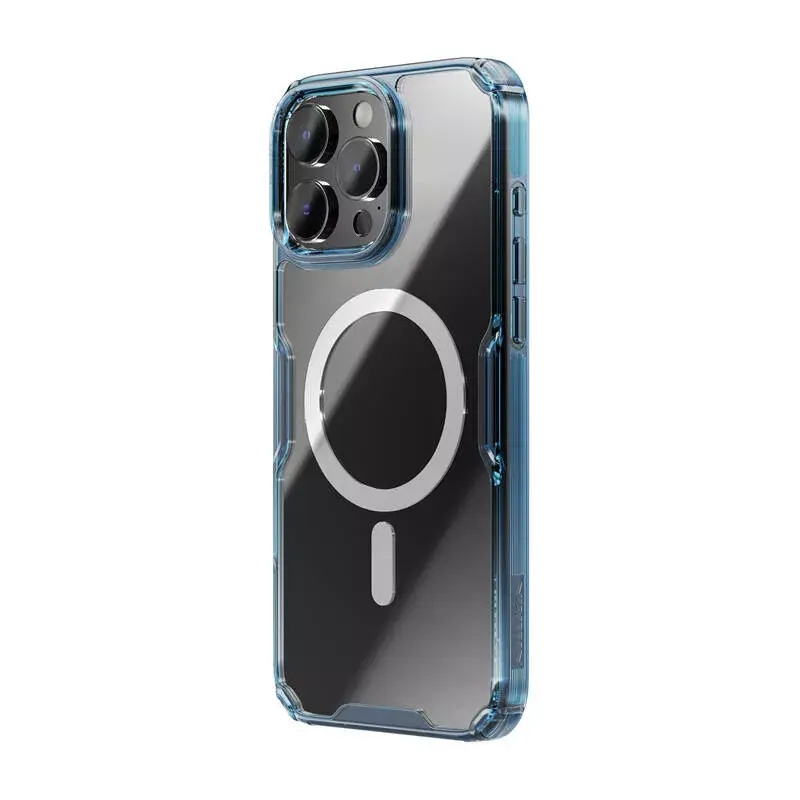 Etui TPU Nillkin Nature dla iPhone 16 Plus — magnetyczne, niebieskie, smukła osłona ochronna