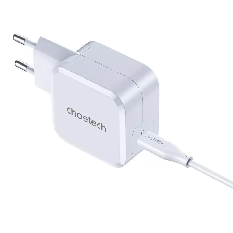Ładowarka sieciowa USB-C CHOETECH PD8007 45W EU biała – USB‑C PD 45W