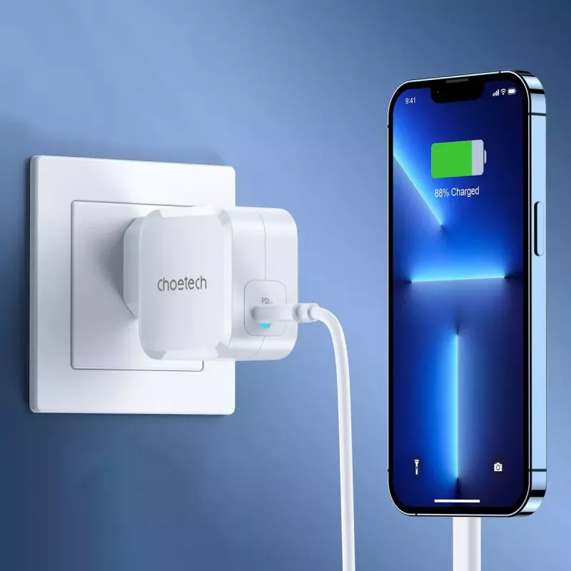 Ładowarka sieciowa USB-C CHOETECH PD8007 45W EU biała – USB‑C PD 45W
