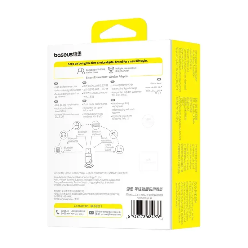 Baseus Encok BA04+ adapter USB Bluetooth 5.4, czarny