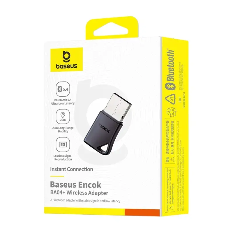 Baseus Encok BA04+ adapter USB Bluetooth 5.4, czarny