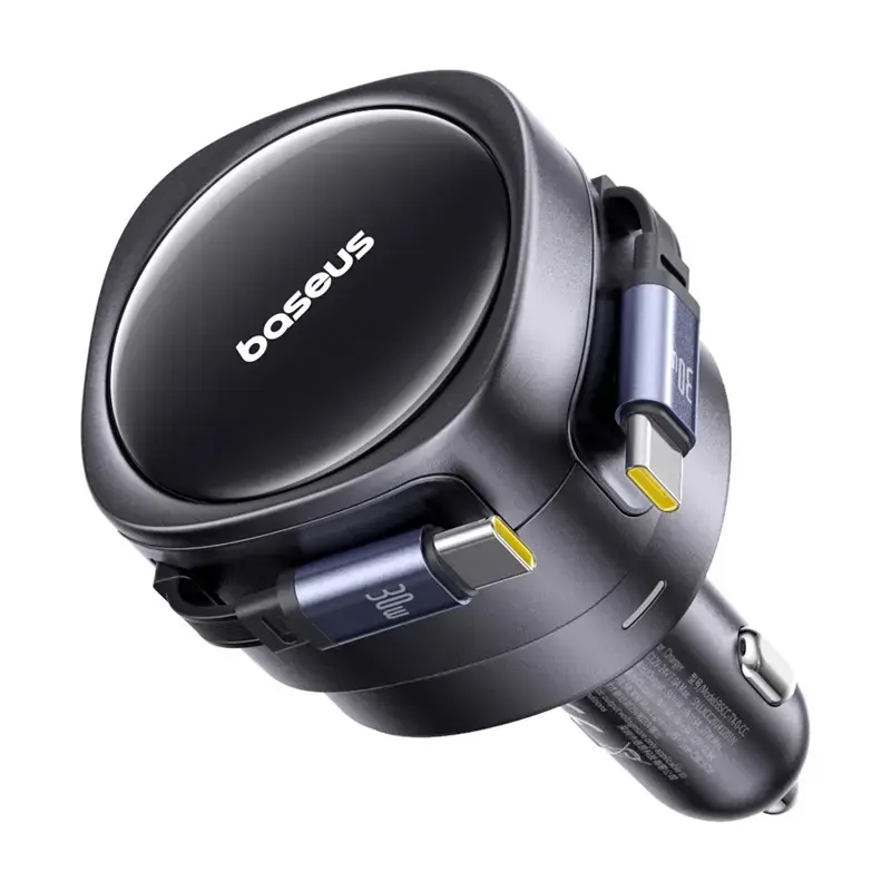 Ładowarka samochodowa Baseus Enjoyment Max 60W ze zintegrowanymi kablami USB-C, wyjście 60W