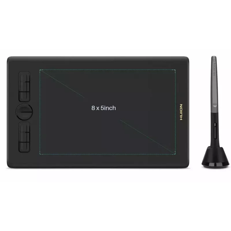 Tablet graficzny HUION Inspiroy H580X — aktywny obszar 8,5×5,0 cala, 5080 LPI, 8192 poziomów nacisku, 8 programowalnych klawiszy, USB-C