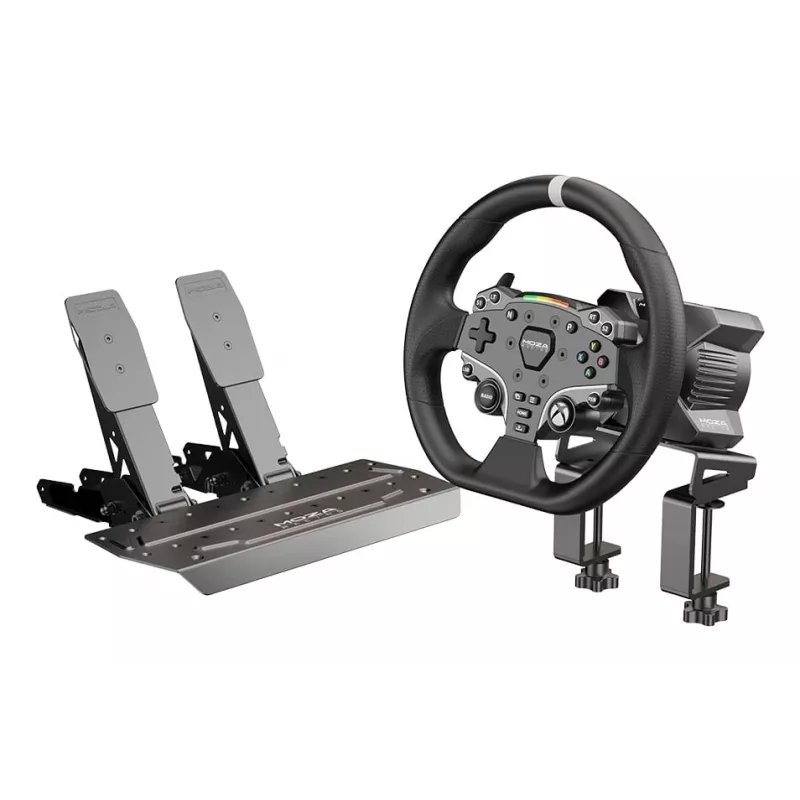 Moza Racing R3 Bundle dla XBOX i PC, Kierownica + Pedały, PC, Xbox One, Xbox Series S, Xbox Series X, Przycisk Home, 360°, Napęd bezpośredni, Regulowane