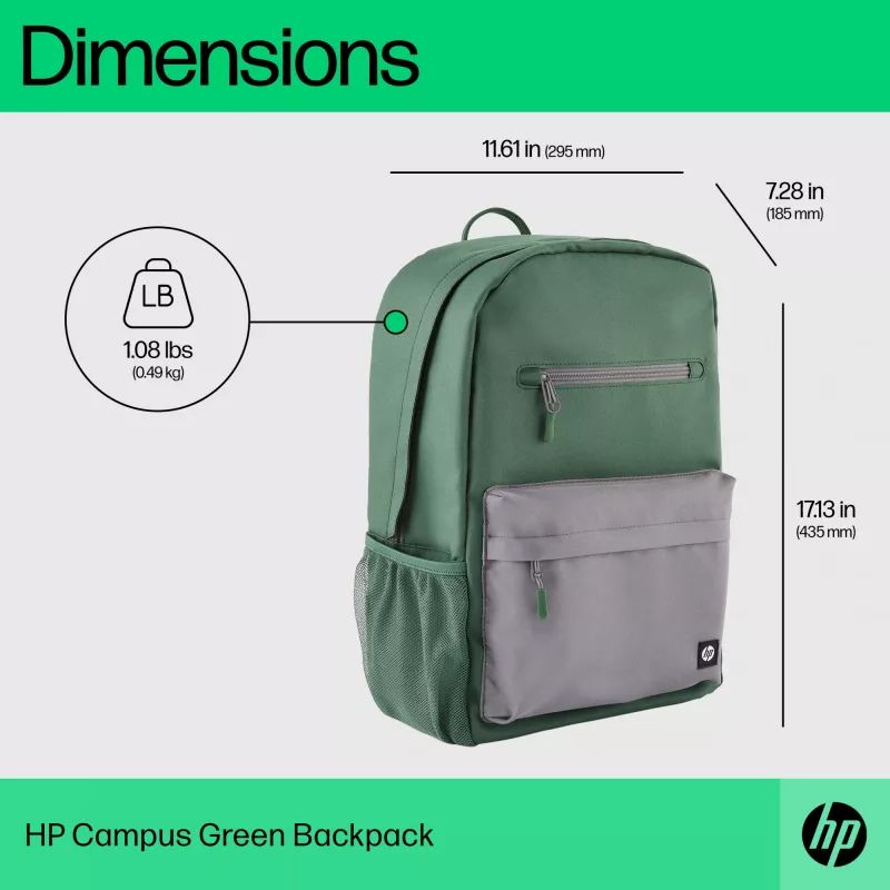 Plecak casualowy HP Campus zielony Backpack zielono-szary poliester