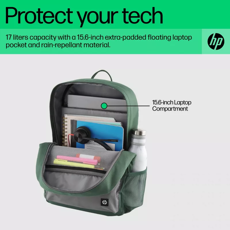 Plecak casualowy HP Campus zielony Backpack zielono-szary poliester