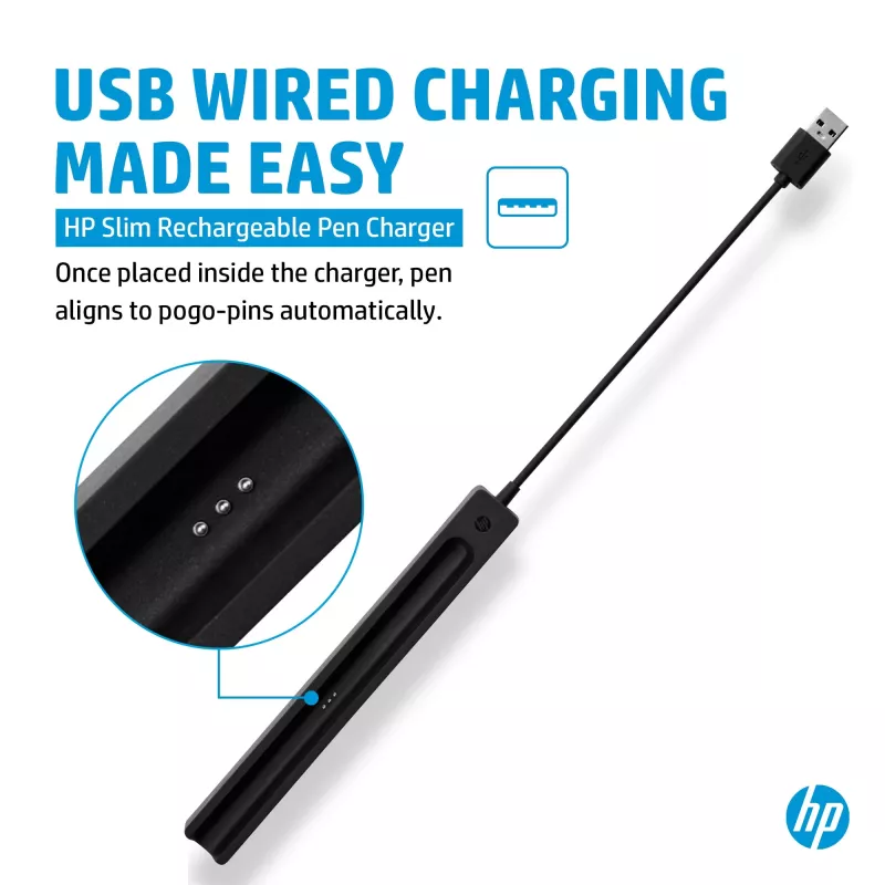 HP cienki Rechargeable Pen Charger, do użytku wewnętrznego, USB, 0,15 m, czarny
