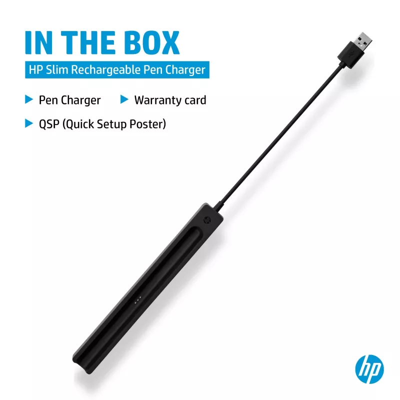 HP cienki Rechargeable Pen Charger, do użytku wewnętrznego, USB, 0,15 m, czarny