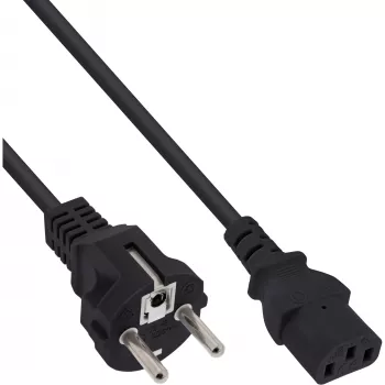 InLine kabel zasilający, CEE 7/7 prosty / 3-stykowe wtyk IEC C13 męski, czarny, 3m