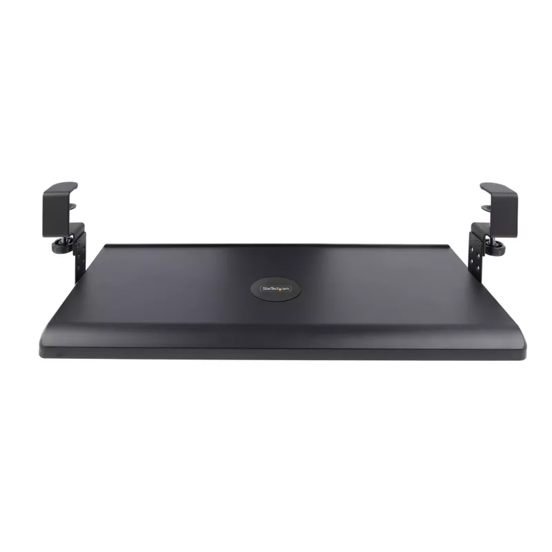 StarTech.com Tacka na klawiaturę montowana pod biurkiem, mocowanie na zacisk, ergonomiczny uchwyt na klawiaturę, do 12 kg (26,5 funta), wysuwana szuflada na klawiaturę i mysz z zaciskami C, regulowana wysokość tacki na klawiaturę (3,9/4,7/5,5 cala)