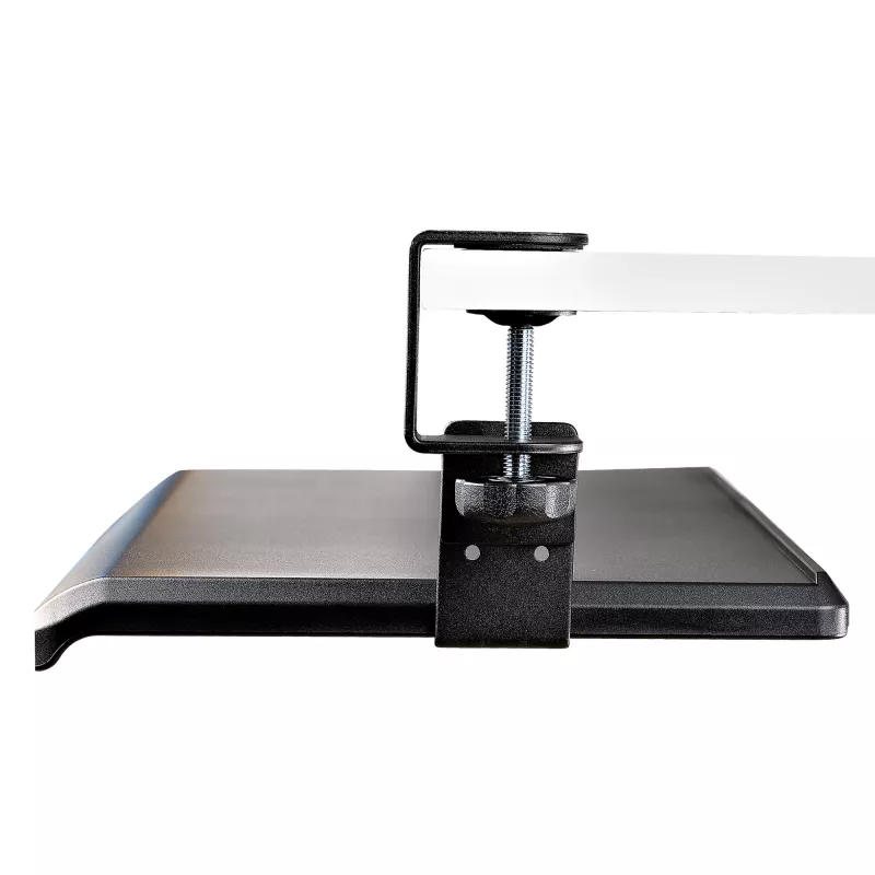 StarTech.com Tacka na klawiaturę montowana pod biurkiem, mocowanie na zacisk, ergonomiczny uchwyt na klawiaturę, do 12 kg (26,5 funta), wysuwana szuflada na klawiaturę i mysz z zaciskami C, regulowana wysokość tacki na klawiaturę (3,9/4,7/5,5 cala)