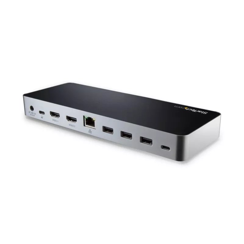 StarTech.com Stacja dokująca USB C z dwoma monitorami i zasilaniem 60W dla laptopów z Windows - USB C na HDMI / DVI - USB 3.1 Gen 1 Type C z ładowaniem - kompatybilna z Thunderbolt 3