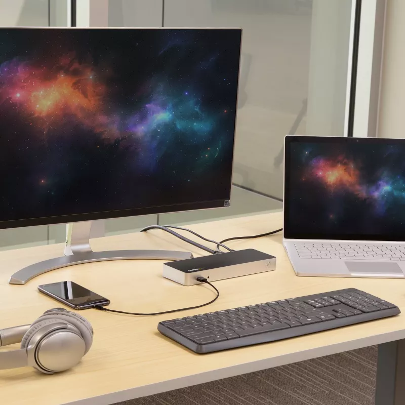 StarTech.com Stacja dokująca USB C z dwoma monitorami i zasilaniem 60W dla laptopów z Windows - USB C na HDMI / DVI - USB 3.1 Gen 1 Type C z ładowaniem - kompatybilna z Thunderbolt 3