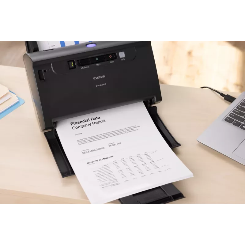 Canon imageFORMULA DR-C240 Duplex Desktop Document Scanner, 216 x 3000 mm, 600 x 600 DPI, 24 bit, 24 bit, 45 ppm, 30 ppm