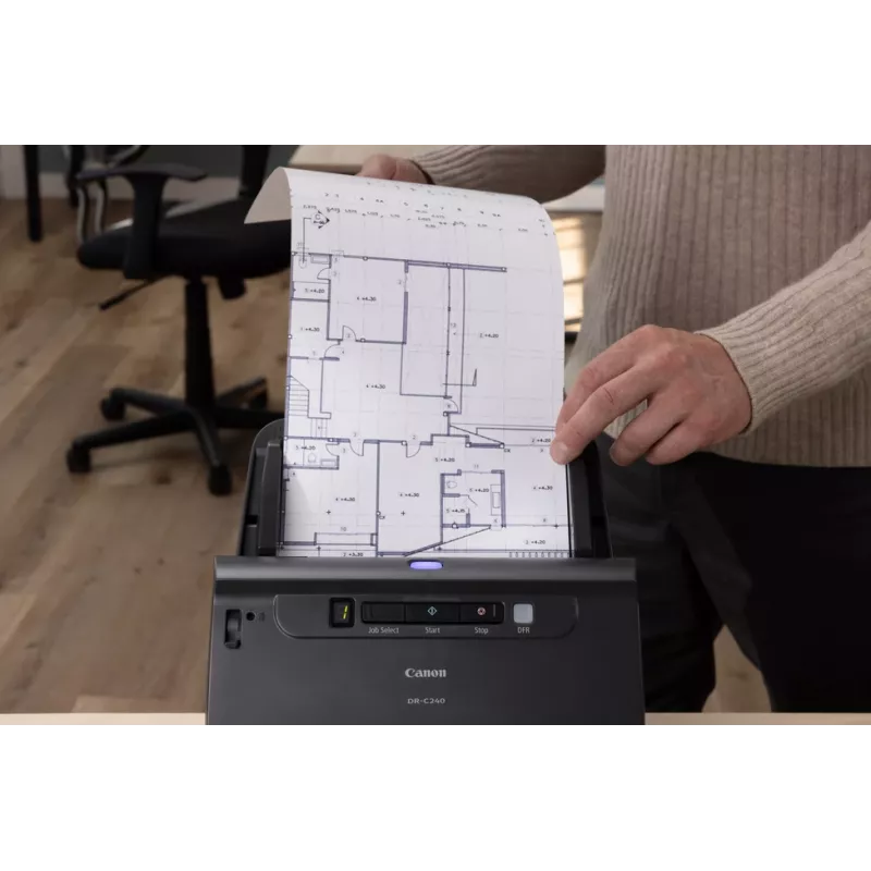 Canon imageFORMULA DR-C240 Duplex Desktop Document Scanner, 216 x 3000 mm, 600 x 600 DPI, 24 bit, 24 bit, 45 ppm, 30 ppm