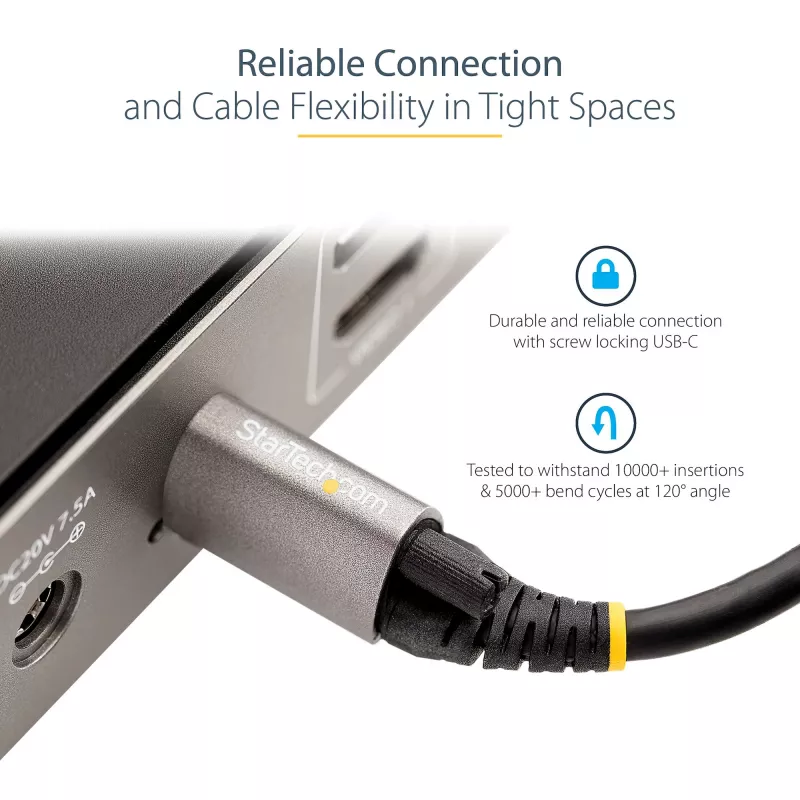 StarTech.com 3 ft (1 m) Kabel USB C z górną śrubą blokującą 10 Gb/s — USB 3.1/3.2 Gen 2 Typ C — ładowanie Power Delivery 100 W (5 A), tryb DP Alt — pojedyncza śruba blokująca, kabel USB-C do ładowania/synchronizacji