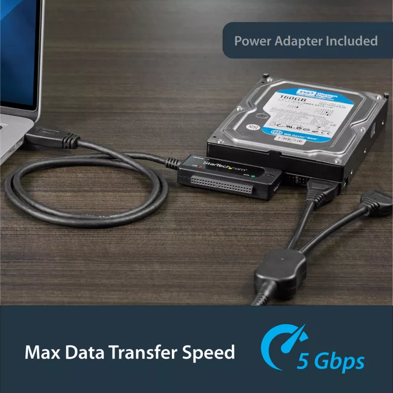 StarTech.com SATA to USB kabel - USB 3.1 (10Gbps) - UASP, czarny, Aktywność, Zasilanie, CE, FCC, ASMedia - ASM1351, 12 V, 0 - 60 °C