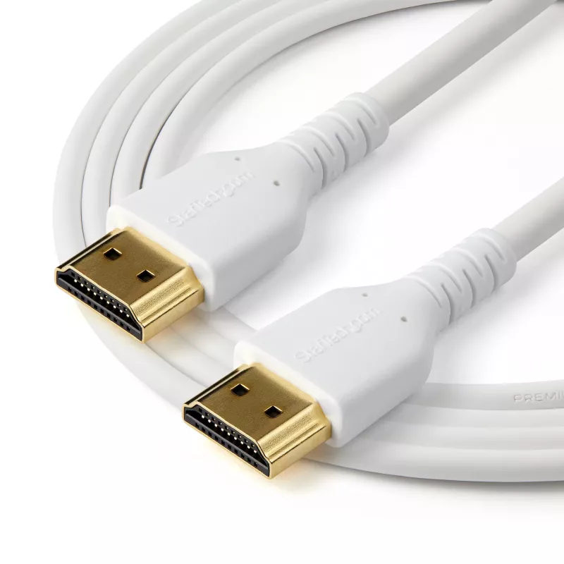 StarTech.com 3ft (1m) Cienki kabel HDMI 2.0, Elastyczny Przewód HDMI z Certyfikatem Premium z Ethernetem, UHD 4K 60Hz HDR10, Wytrzymała Konstrukcja z Włókna Aramidowego w Osłonie TPE, Biały