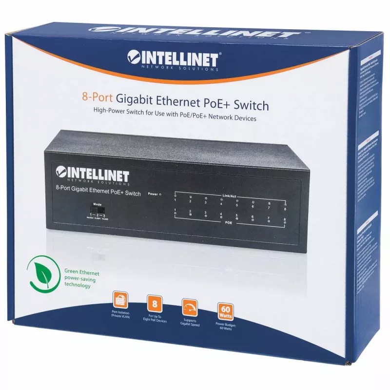 Przełącznik zarządzalny Intellinet 8-portowy Gigabit Ethernet PoE+