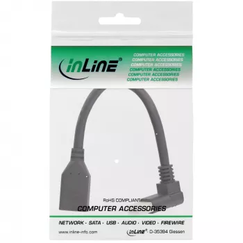 adapter kablowy InLine DisplayPort 1.4 M/Ż, 8K4K, kątowy skierowany w górę, czarny/złoty