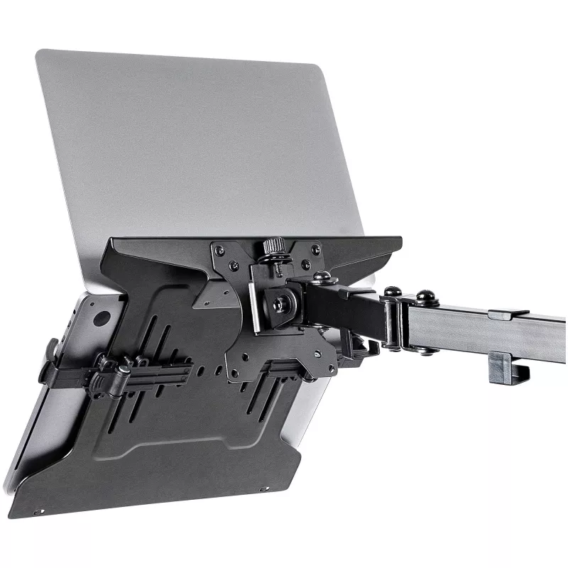 StarTech.com Tacka VESA na laptopa - Regulowana tacka na laptopa do ramienia monitora, zabezpiecza notebooki (4,5 kg) - Otwory montażowe VESA 75x75 i 100x100 - Wentylowana - Do stojaków/podstawek biurkowych monitora
