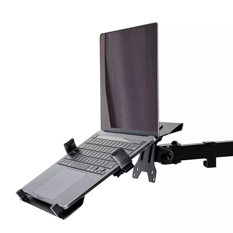 StarTech.com Tacka VESA na laptopa - Regulowana tacka na laptopa do ramienia monitora, zabezpiecza notebooki (4,5 kg) - Otwory montażowe VESA 75x75 i 100x100 - Wentylowana - Do stojaków/podstawek biurkowych monitora