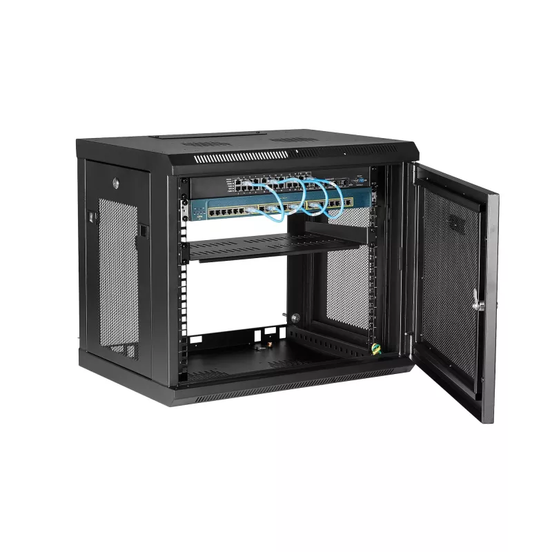 StarTech.com 2-postowa 9U sieciowa szafa wisząca z półką 1U, 19-calowy wiszący stojak serwerowy do sprzętu danych / sieciowego / AV / elektronicznego / komputerowego, mała wentylowana obudowa stojaka