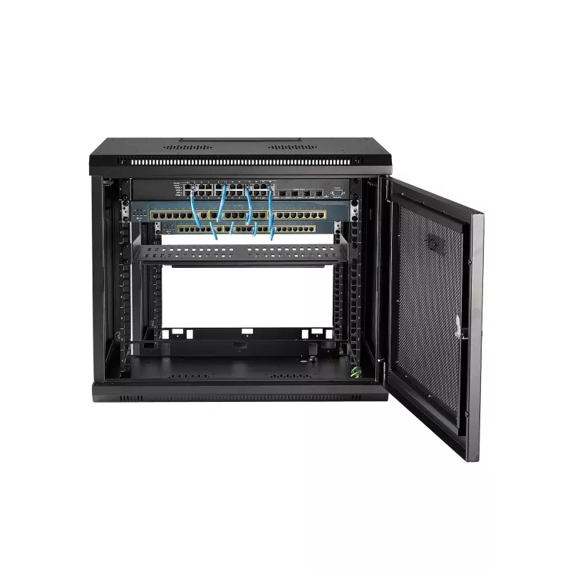 StarTech.com 2-postowa 9U sieciowa szafa wisząca z półką 1U, 19-calowy wiszący stojak serwerowy do sprzętu danych / sieciowego / AV / elektronicznego / komputerowego, mała wentylowana obudowa stojaka