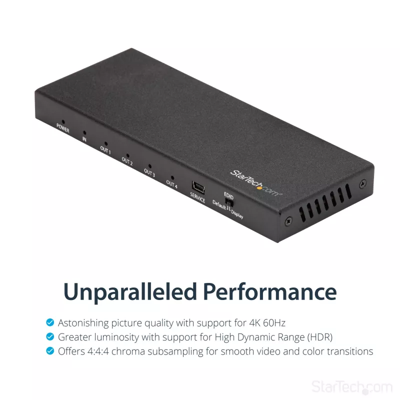 Rozdzielacz HDMI StarTech.com 4-portowy - 4K 60 Hz, HDMI, 4x HDMI, 3840 x 2160 pikseli, Czarny, 4K Ultra HD, 60 Hz