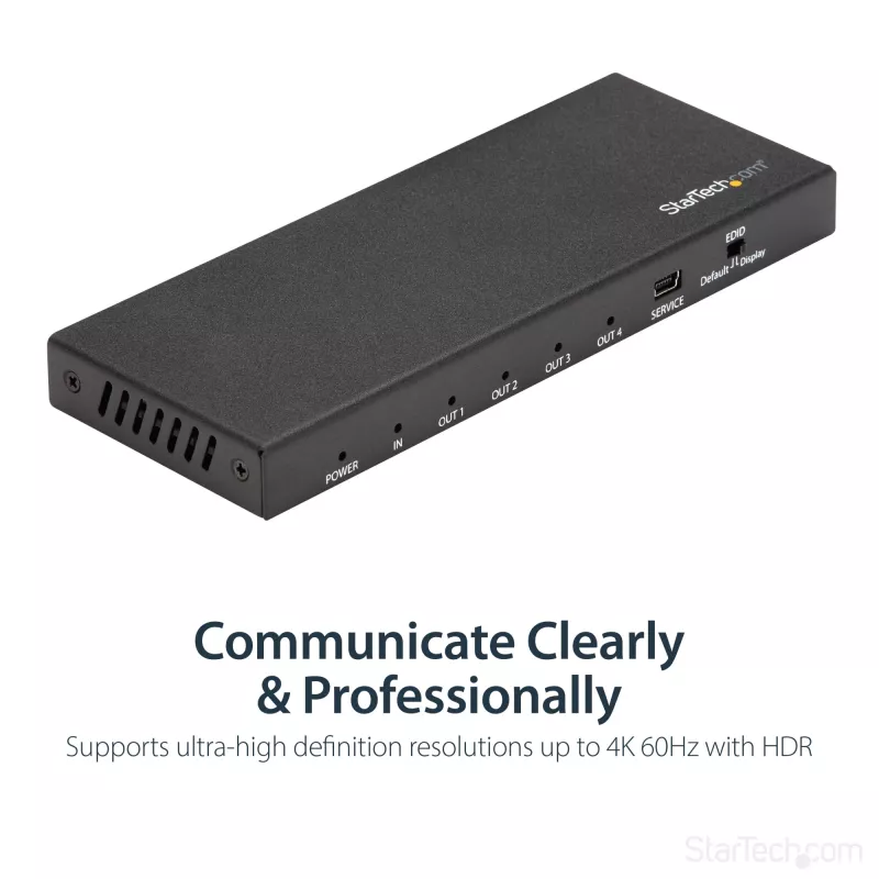 Rozdzielacz HDMI StarTech.com 4-portowy - 4K 60 Hz, HDMI, 4x HDMI, 3840 x 2160 pikseli, Czarny, 4K Ultra HD, 60 Hz