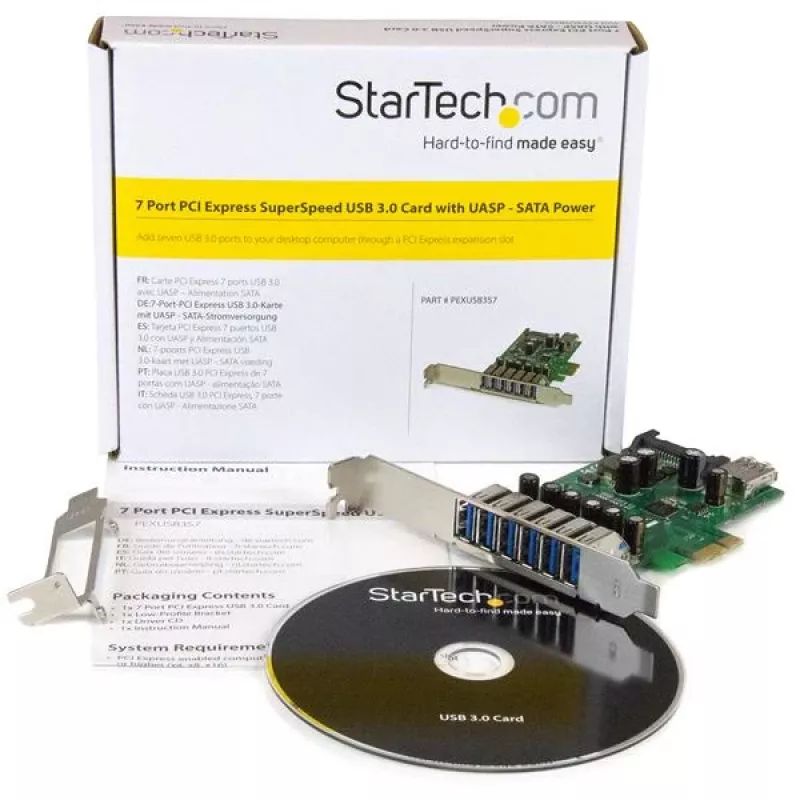StarTech.com 7-portowa karta PCI Express USB 3.0 – konstrukcja standardowa i niskoprofilowa