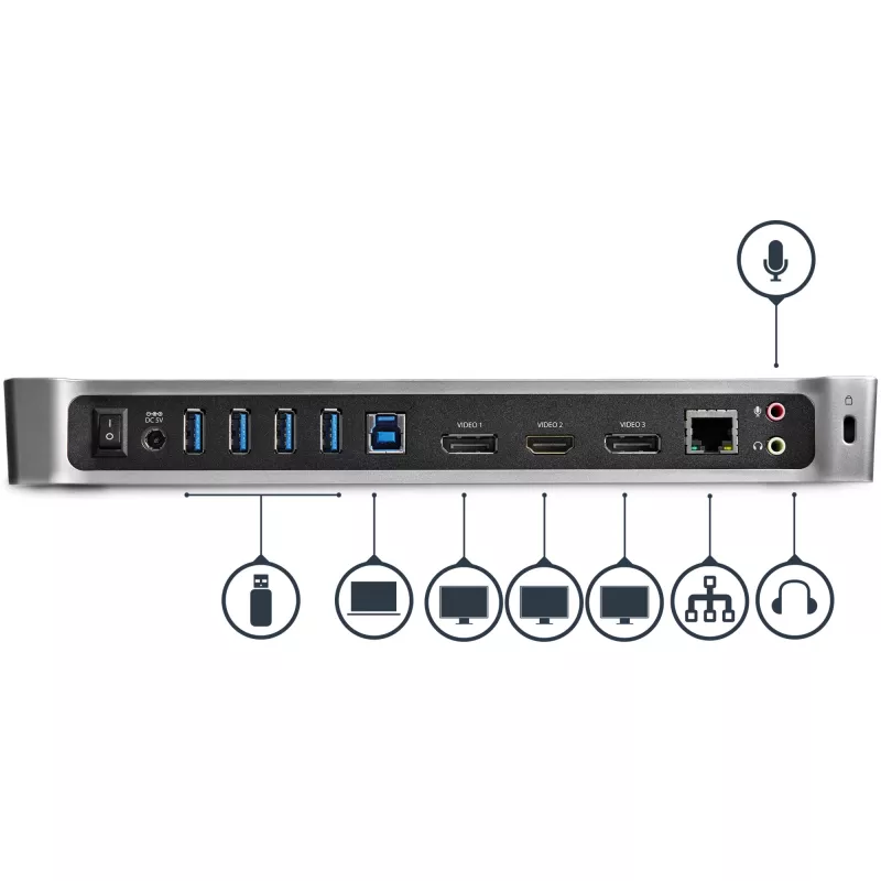 Stacja dokująca StarTech.com USB 3.0 dla trzech monitorów - 1x HDMI - 2x DisplayPort