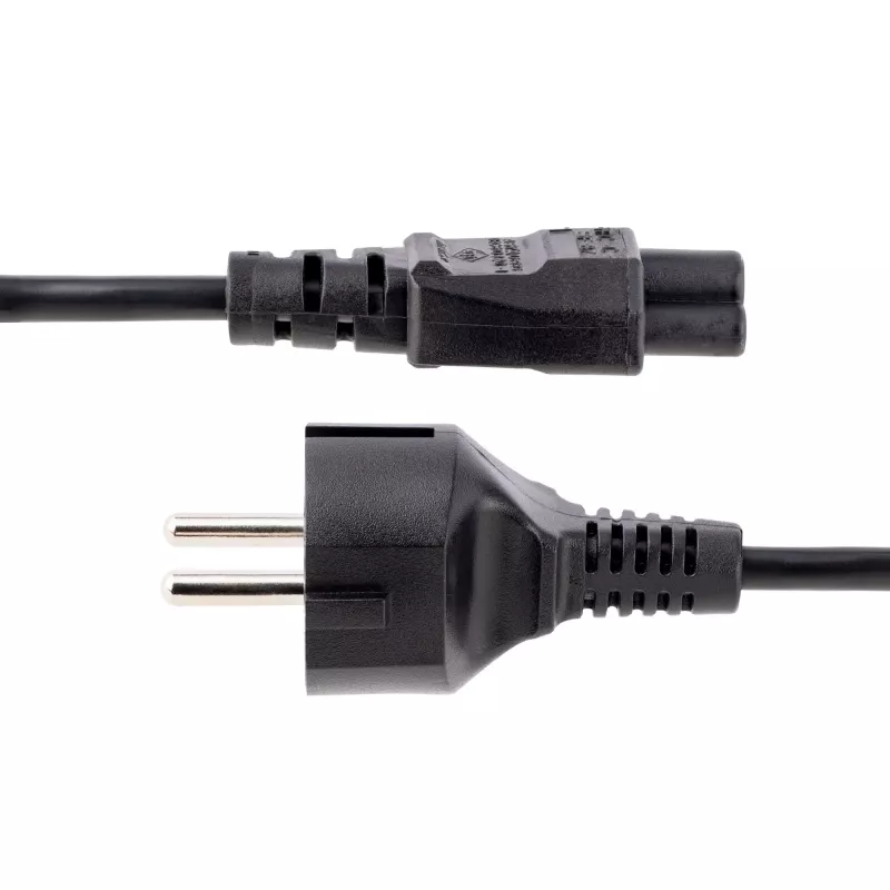 StarTech.com 3 m (10 stóp) kabel zasilający do laptopa, EU Schuko na C5, 2,5 A 250 V, 18 AWG, kabel AC do notebooka/laptopa na wymianę, kabel do zasilacza, kabel do ładowarki laptopa, kabel zasilający Clover Leaf/Mickey mysz