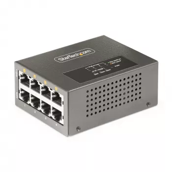 StarTech.com 4-portowy wielogigabitowy iniektor PoE++, Ethernet 5/2,5/1G (NBASE-T), PoE/PoE+/PoE++ (802.3af/802.3at/802.3bt), budżet mocy 160 watów, montaż na ścianie/szynie DIN, niezarządzalny