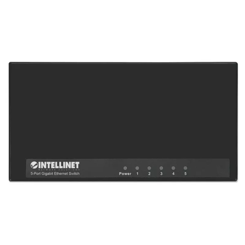 Intellinet 5-portowy przełącznik Gigabit Ethernet, rozmiar biurkowy, plastikowa obudowa, IEEE 802.3az (Energy Efficient Ethernet), czarny