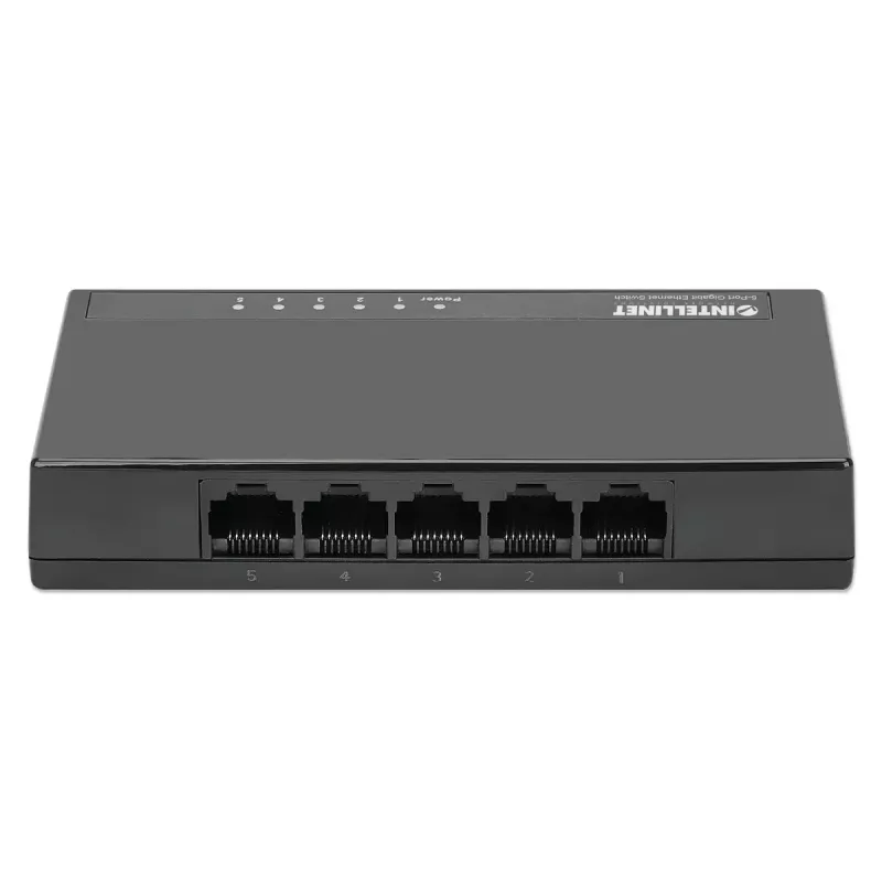 Intellinet 5-portowy przełącznik Gigabit Ethernet, rozmiar biurkowy, plastikowa obudowa, IEEE 802.3az (Energy Efficient Ethernet), czarny
