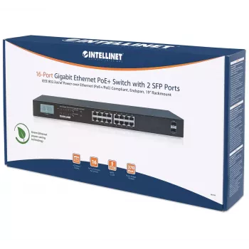 Niezarządzalny przełącznik Intellinet 16-portowy Gigabit Ethernet PoE+ 370W