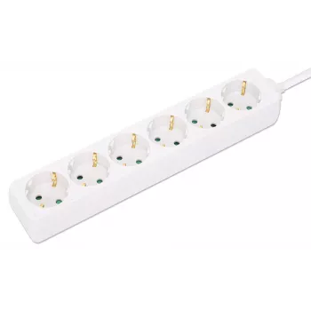 Manhattan Power Distribution Unit EU (2-pin), x6 gniazd/wyjść, kabel 2m, 16A, biały, listwa zasilająca, PDU, listwa zasilająca, trzyletnia gwarancja