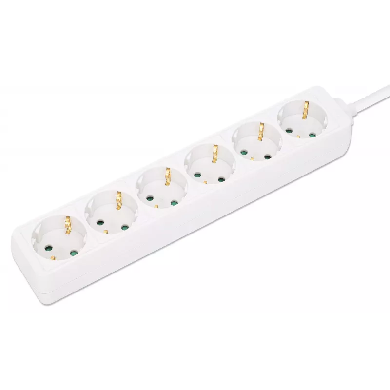 Manhattan Power Distribution Unit EU (2-pin), x6 gniazd/wyjść, kabel 2m, 16A, biały, listwa zasilająca, PDU, listwa zasilająca, trzyletnia gwarancja