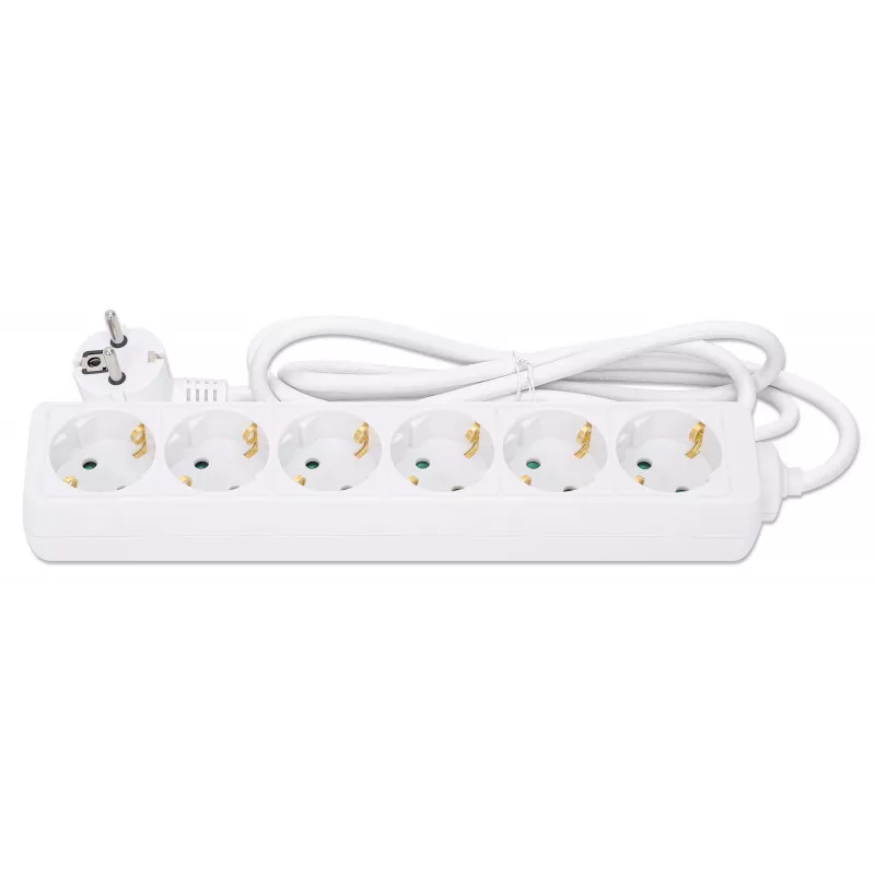 Manhattan Power Distribution Unit EU (2-pin), x6 gniazd/wyjść, kabel 2m, 16A, biały, listwa zasilająca, PDU, listwa zasilająca, trzyletnia gwarancja