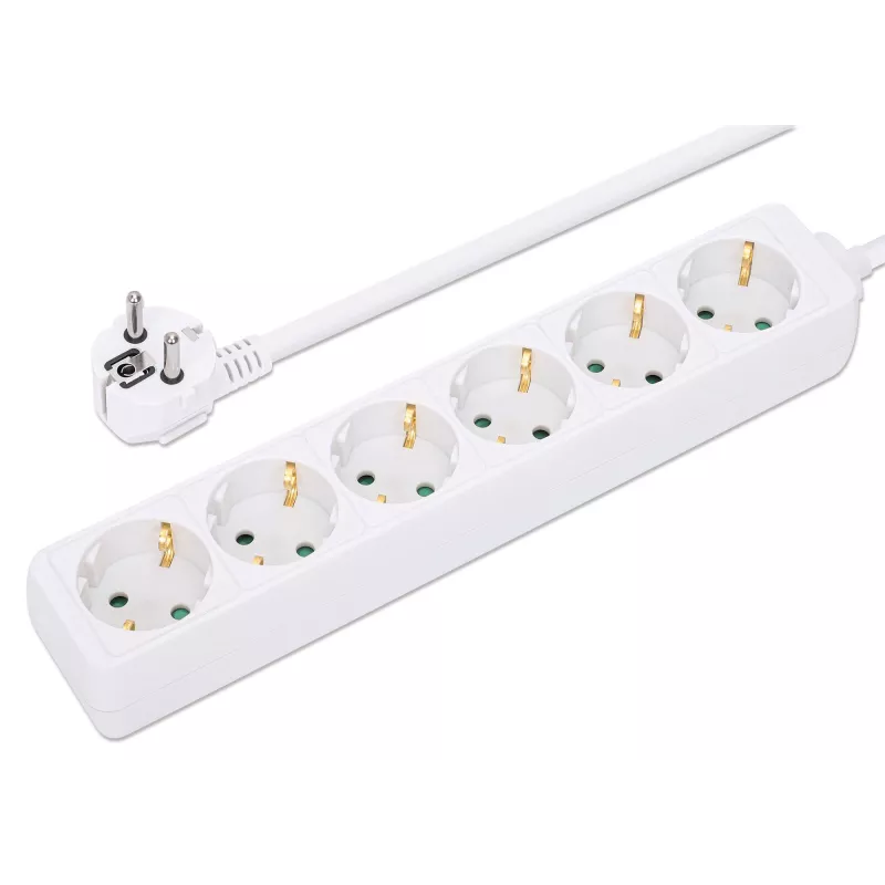 Manhattan Power Distribution Unit EU (2-pin), x6 gniazd/wyjść, kabel 2m, 16A, biały, listwa zasilająca, PDU, listwa zasilająca, trzyletnia gwarancja
