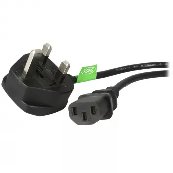 StarTech.com 1,8 m kabel zasilający do komputera (Wielka Brytania), 18AWG, BS 1363 na C13, 10 A 250 V, czarny zamienny przewód zasilający AC, przewód czajnikowy / przewód zasilający (Wielka Brytania), kabel zasilający do PC, kabel zasilający do telewizora/monitora