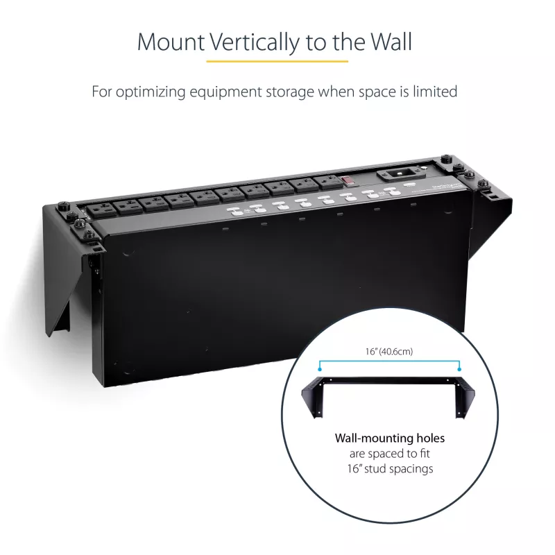 StarTech.com 3U 19” Uchwyt ścienny pionowy do szafy rack, Uchwyt do paneli krosowych do montażu ściennego dla sprzętu danych/AV/IT/komputerowego, Szafa rack 3U do szafy lub serwerowni, Obsługuje obciążenie do 68 kg (150 lb)