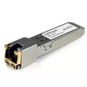 StarTech.com Moduł nadawczo-odbiorczy SFP zgodny z Cisco SFP-GE-T - 10/100/1000BASE-TX ~ Moduł SFP zgodny z Cisco SFP-GE-T - 1000BASE-T - SFP na RJ45 Cat6/Cat5e - 10/100/1000 Mbps - RJ-45 100 m - Cisco IE3400, IE3300, IE3200